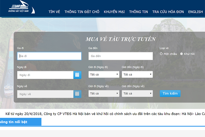 Đường sắt mở thêm website bán vé tàu online