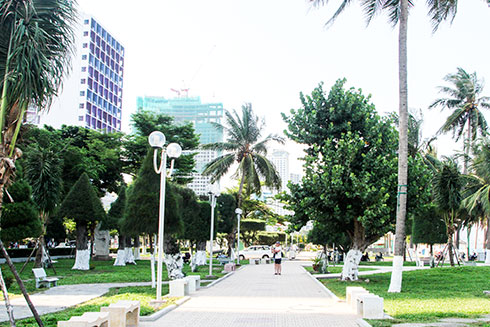 Hệ thống cây xanh tại công viên biển đường Trần Phú.