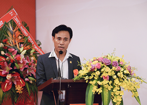 Ông Nguyễn Đình Hải - Giám đốc Hải Phát Land chi nhánh Nha Trang phát biểu tại buổi lễ.