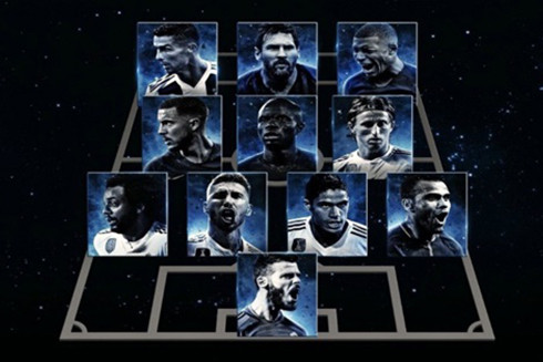 Đội hình tiêu biểu năm 2018 của FIFA, được xếp theo sơ đồ 4-3-3. Ảnh: FIFA.