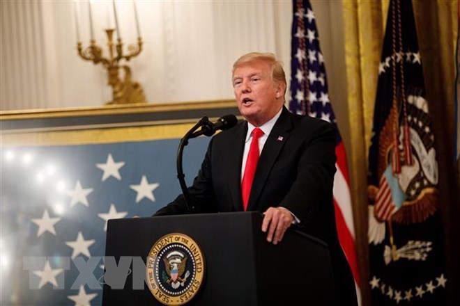 Tổng thống Mỹ Donald Trump phát biểu tại Nhà Trắng. (Nguồn: THX/TTXVN)