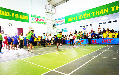 Participants competing in relay
