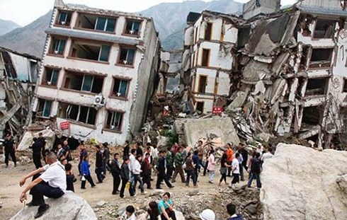 Hiện trường một vụ động đất ở Trung Quốc. Ảnh minh họa: South Asian Daily.