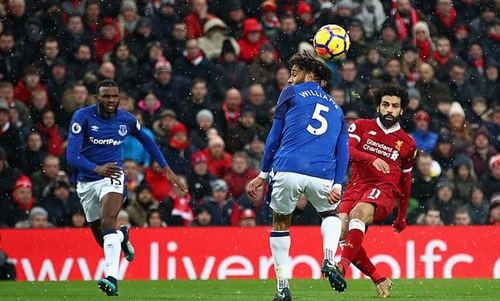 Bàn thắng vào lưới Everton của Salah đã nhận giải FIFA Puskas năm 2018. Ảnh: PA.