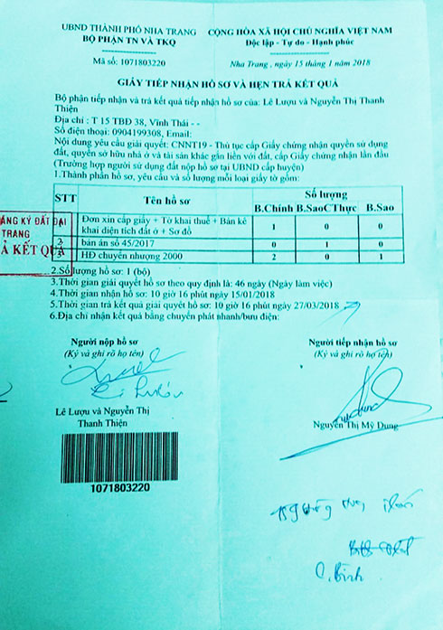 UBND TP. Nha Trang: Trễ hẹn giải quyết hồ sơ hơn nửa năm