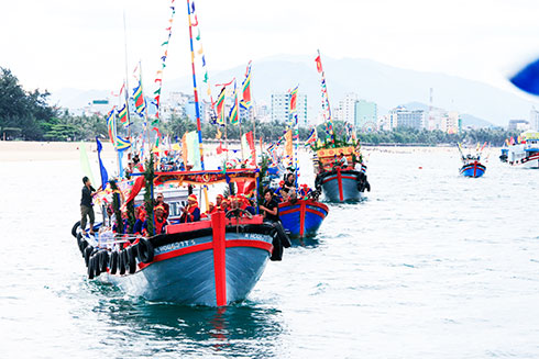 Image of Whale procession in Whale Worshipping Ceremony in Khanh Hoa