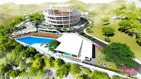 Phối cảnh hồ bơi Khu dân cư cao cấp Hoàng Phú trùng với vị trí bị sạt lở.