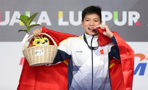 Kình ngư Nguyễn Hữu Kim Sơn là một trong những phát hiện lớn nhất của thể thao Việt Nam ở SEA Games 2017. Ảnh: Đức Đồng.