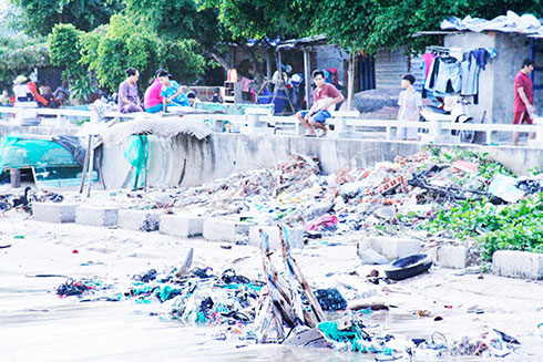 Rác tràn ngập bãi biển Đại Lãnh