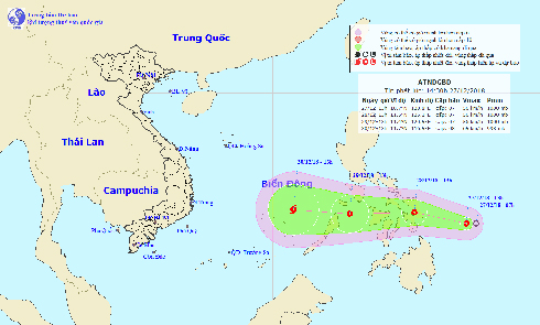 Dự báo thời gian và hướng di chuyển của ATNĐ trên biển Đông