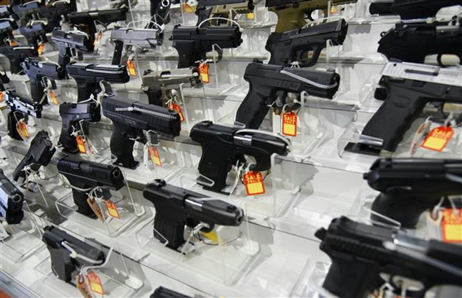 Vũ khí được trưng bày tại một sự kiện ở Miami, Florida, Mỹ ngày 16/2. (Nguồn: AFP/TTXVN)