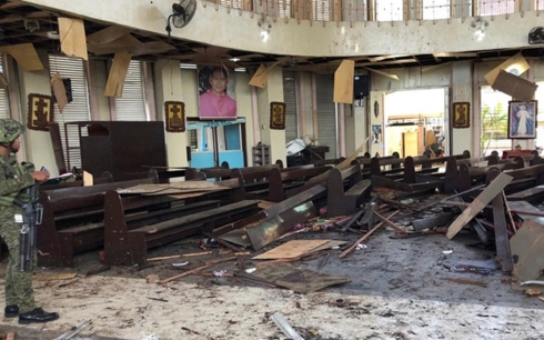 HIện trường đánh bom ở Philippines. Ảnh: Getty.