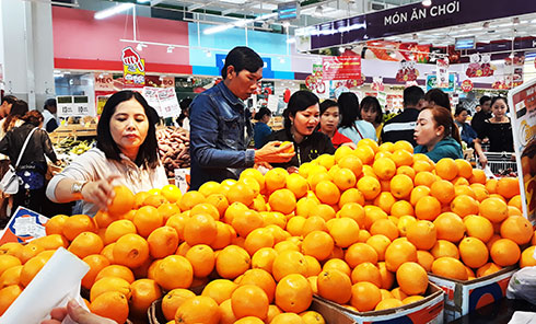 Cam Ai Cập có giá gần 30.000 đồng/kg tại siêu thị thu hút người tiêu dùng.
