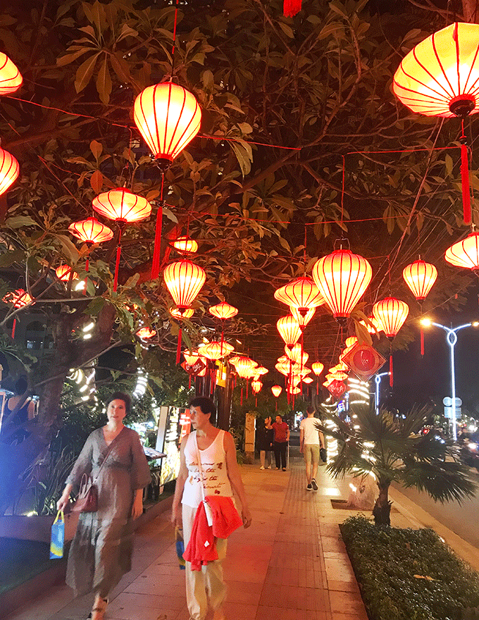 Red lanterns on streets