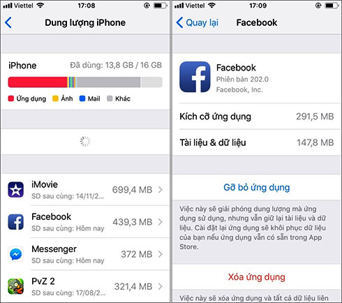 Cách dọn dẹp ứng dụng Facebook trên iPhone.