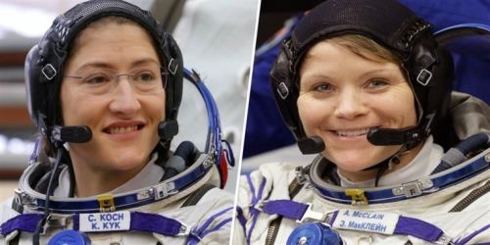 Hai nữ phi hành gia Anne McClain và Christina Koch sẽ đi thám hiểm vũ trụ vào ngày 29/3 tới đây. Ảnh: NBC News.