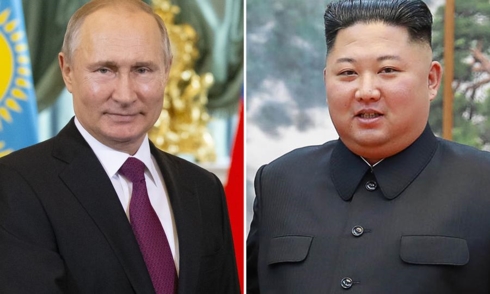 Tổng thống Nga Putin (trái) và Nhà lãnh đạo Triều Tiên Kim Jong-un. Ảnh: Asia Times