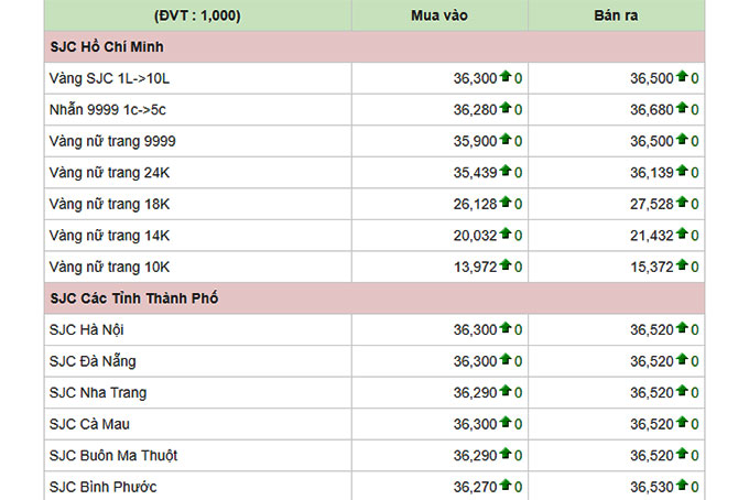 Vàng 9999 không đổi, vàng SJC tăng nhẹ