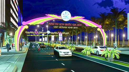 Designs of lighting welcome gates in Tran Phu Street, Nha Trang