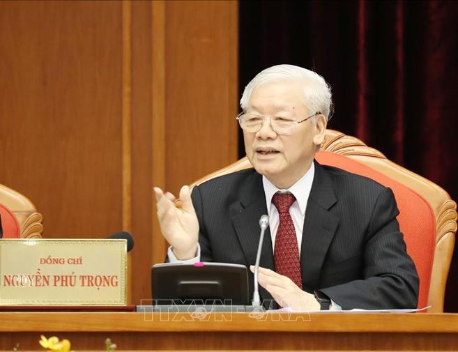 Tổng Bí thư Chủ tịch nước Nguyễn Phú Trọng phát biểu khai mạc Hội nghị. Ảnh TTXVN