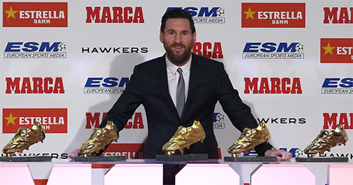Messi sẽ bổ sung chiếc Giày Vàng thứ sáu vào bộ sưu tập trong buổi lễ của nhà tổ chức giải thưởng vào cuối năm. 