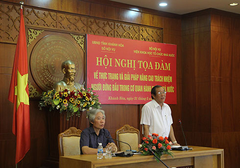 Ông Nguyễn Trọng Thái - Phó Giám đốc Sở Nội vụ phát biểu tại buổi tọa đàm.