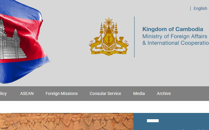 Website Bộ Ngoại giao Campuchia (ảnh chụp màn hình)
