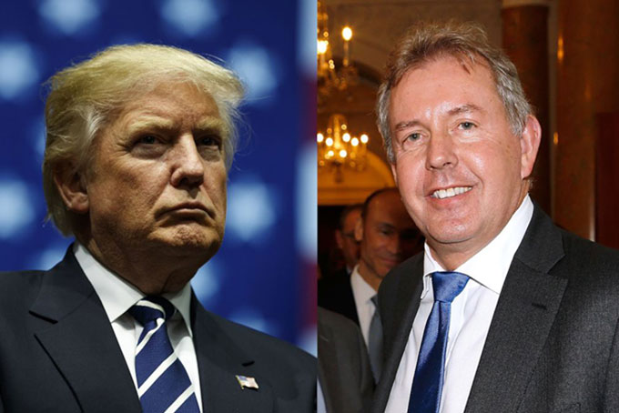 Tổng thống Mỹ Trump (trái) tuyên bố sẽ không liên hệ với Đại sứ Anh tại Washington KIm Darroch (phải) nữa. Ảnh: CNN