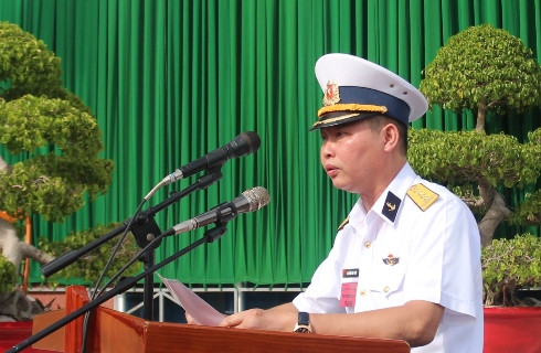 Commodore Nguyen Anh Tuan speaking at opening ceremony