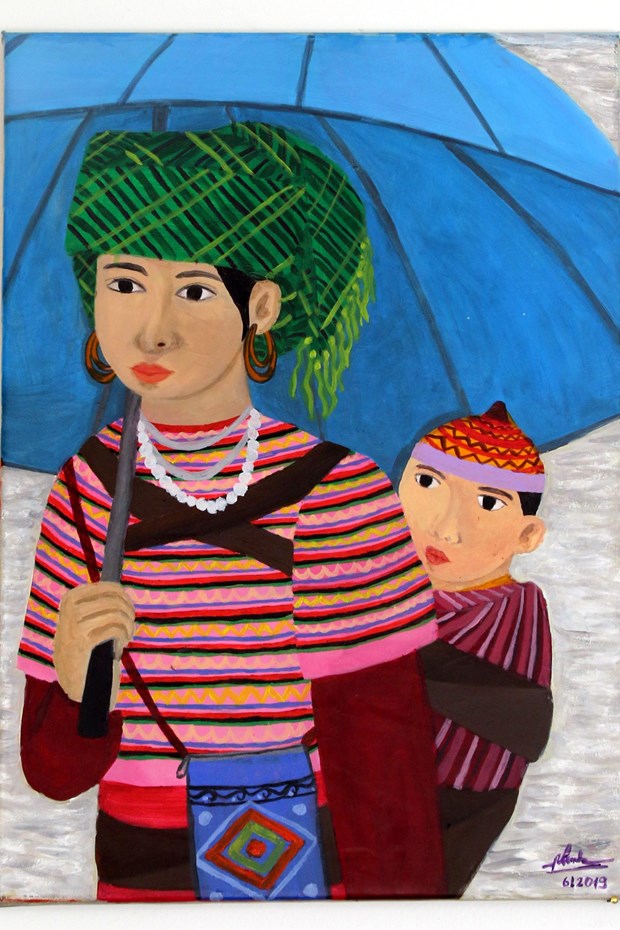 Tác phẩm  "Mẹ và con " của họa sỹ Dương Phương Linh