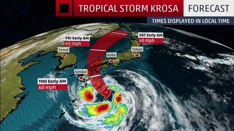 Bão Krosa đã áp sát Nhật Bản. Ảnh:Weather Channel