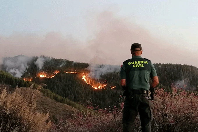 Đám cháy trên đảo Gran Canaria. (Ảnh: Telegraph).