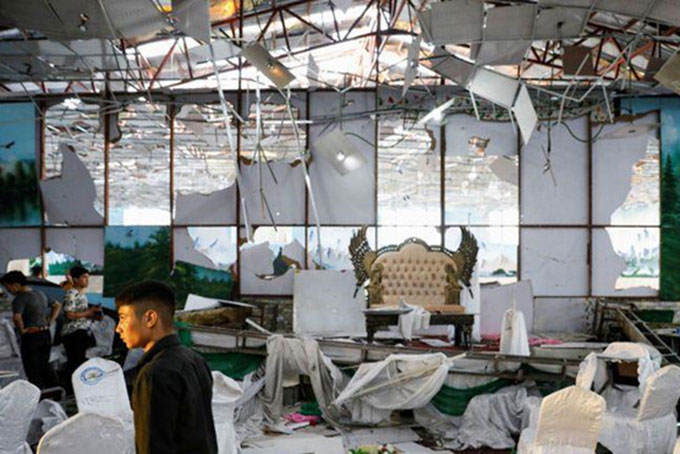 Vụ đánh bom liều chết diễn ra tại nhà hàng tiệc cưới Dubai City ở phía tây Kabul. Ảnh:  Sky News