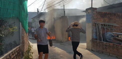 140 người thực tập phương án chữa cháy trong khu dân cư