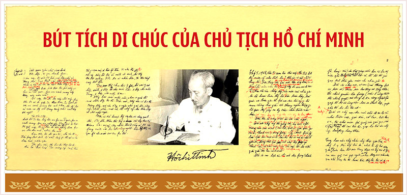 Bút tích Di chúc của Chủ tịch Hồ Chí Minh tại triển lãm. Ảnh: Thư viện quốc gia Việt Nam