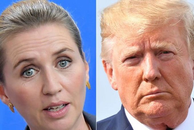 Thủ tướng Đan Mạch Mette Frederiksen (trái) và Tổng thống Mỹ Donald Trump (phải) . Ảnh: Reuters.