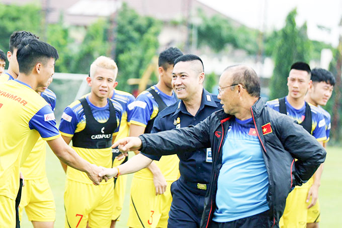 Đội tuyển Việt Nam trước trận chiến với Thái Lan. Nguồn:vff.org.vn