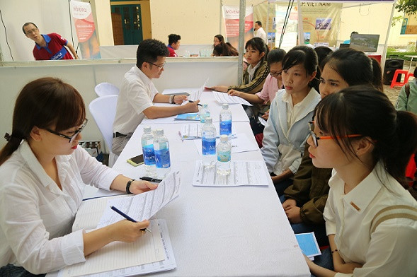 Sinh viên tham gia ứng tuyển tại doanh nghiệp. 