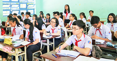 Tiết học tại Trường THCS Thái Nguyên (TP. Nha Trang).  