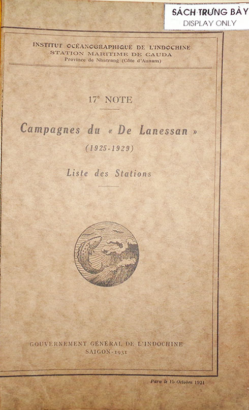 Nhật ký hải trình; danh mục trạm khảo sát  của tàu De Lanessan.