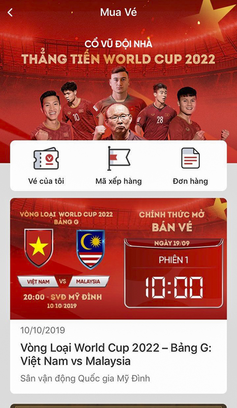 VFF tổ chức bán vé qua mạng trận Việt Nam gặp Malaysia