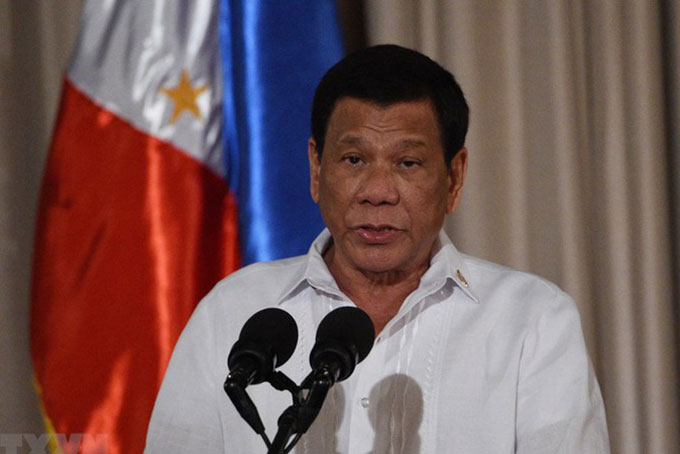 Tổng thống Philippines Rodrigo Duterte phát biểu tại Manila. Ảnh: AFP/TTXVN