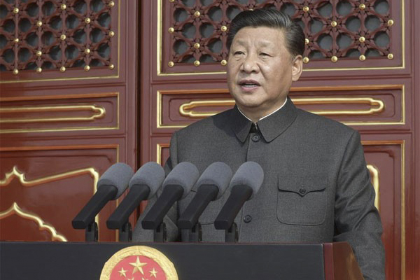 Chủ tịch Trung Quốc Tập Cận Bình phát biểu tại Lễ kỷ niệm quốc khánh. Ảnh: Tân Hoa xã