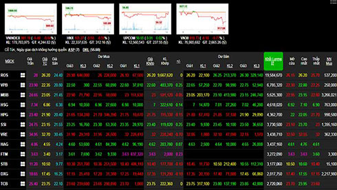   Nhóm cổ phiếu vốn hóa lớn đồng loạt giảm giá, VN-Index mất điểm sâu.