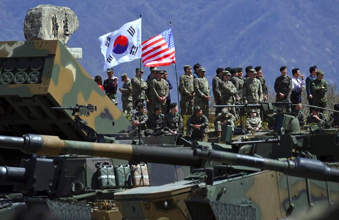 Các binh sĩ Mỹ và Hàn Quốc trong một cuộc tập trận chung- Ảnh: AFP