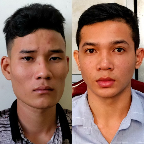 Quang (bên trái) và Trung khi bị bắt