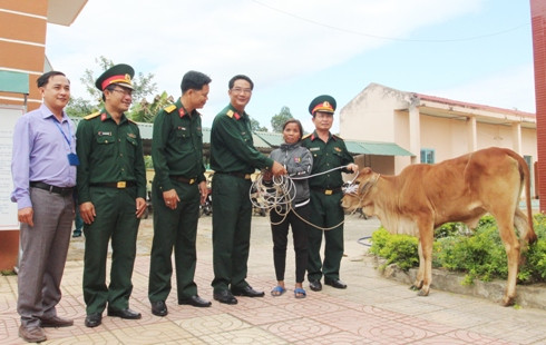 Tặng bò giống cho hộ nghèo xã Sơn Bình.