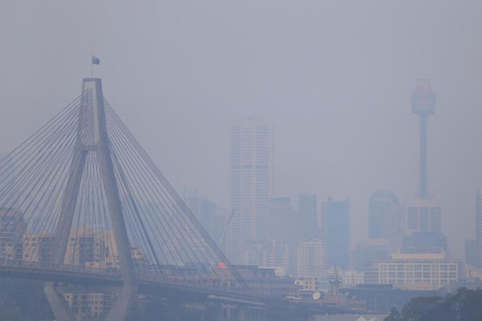 Thành phố Sydney ô nhiễm không khí do cháy rừng. Daily Telegraph