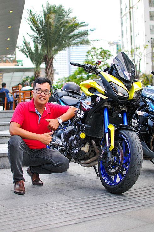 Anh Ngô Minh Vũ với chiếc Yamaha MT09 Tracer chuyên dùng cho đi đường dài và đường địa hình.