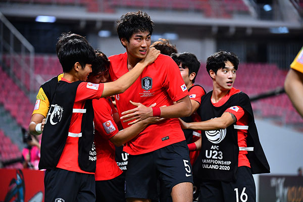 U23 Hàn Quốc ăn mừng bàn thắng.